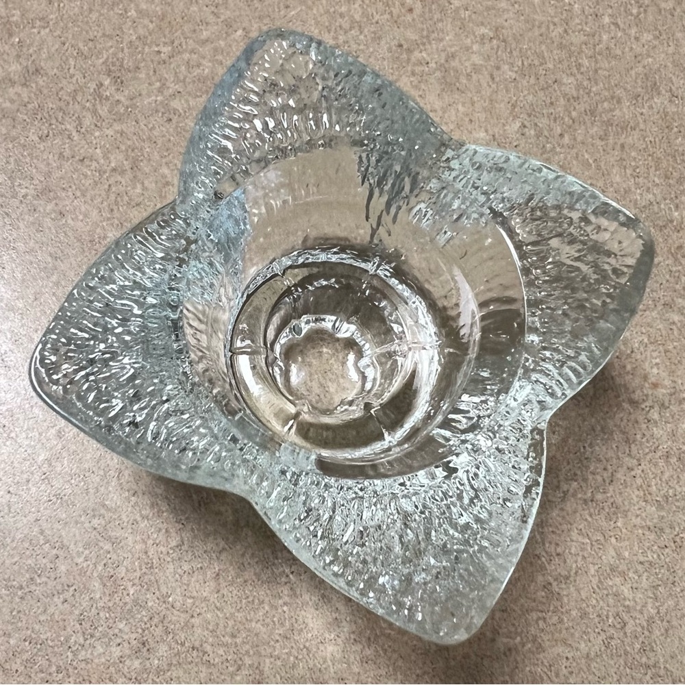 Williams Sonoma Textured Crystal Glass Flower Candle Holder - Picture 2 of 4